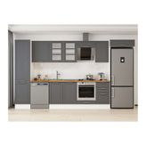 Alvinka 375X222 Cm Klasik Mebran Mutfak Dolabı, Mbb E80B50S45 3 Mebran Antrasit Suntalam