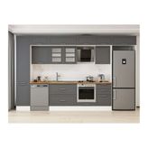 Alvinka 375X240 Cm Klasik Mebran Mutfak Dolabı, Mbb E80B45S50 3 Mebran Antrasit Suntalam