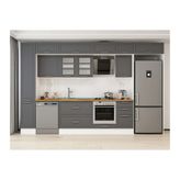 Alvinka 375X240 Cm Klasik Mebran Mutfak Dolabı, Mbb E90B40S45 3 Mebran Antrasit Suntalam