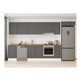 Alvinka 380X222 Cm Klasik Mebran Mutfak Dolabı, Mb E90S50S40 1 Mebran Antrasit Suntalam