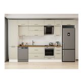Alvinka 380X240 Cm Klasik Mebran Mutfak Dolabı, Mbb E90B50S40 2 Mebran Kumtaşı Suntalam