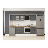 Alvinka 385X240 Cm Klasik Mebran Mutfak Dolabı, Mbb E80B45S60 3 Mebran Antrasit Suntalam