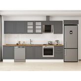 Alvinka 390X222 cm Klasik Mebran Mutfak Dolabı MB-E80S60S50-3 Antrasit - Suntalam