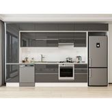 Alvinka 390X240 cm High Gloss Mutfak Dolabı MBB-E90B50S50-1 Antrasit - Suntalam