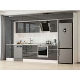 Alvinka 390X240 cm High Gloss Mutfak Dolabı MBB-E90B50S50-2 Antrasit - Suntalam