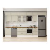 Alvinka 390X240 Cm Klasik Mebran Mutfak Dolabı, Mb E80S60S50 3 Mebran Kumtaşı Suntalam