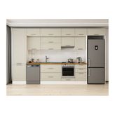 Alvinka 390X240 Cm Klasik Mebran Mutfak Dolabı, Mbb E80B60S50 1 Mebran Kumtaşı Suntalam