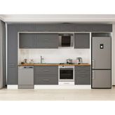 Alvinka 390X240 cm Klasik Mebran Mutfak Dolabı MBB-E90B40S60-2 Antrasit - Suntalam