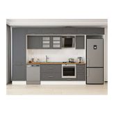 Alvinka 390X240 Cm Klasik Mebran Mutfak Dolabı, Mbb E90B60S40 3 Mebran Antrasit Suntalam