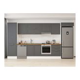 Alvinka 400X222 Cm Klasik Mebran Mutfak Dolabı, Mbb E80B60S60 1 Mebran Antrasit Suntalam