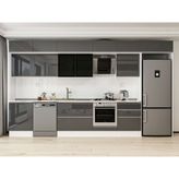 Alvinka 400X240 cm High Gloss Mutfak Dolabı MB-E80S60S60-3 Antrasit - Suntalam