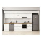 Alvinka 400X240 Cm Klasik Mebran Mutfak Dolabı, Mb E80S60S60 1 Mebran Beyaz Suntalam
