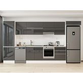 Alvinka 410X222 cm High Gloss Mutfak Dolabı MBB-E90B60S60-1 Antrasit - Suntalam