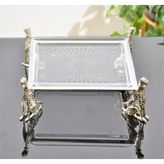 Alya Home Çita&kaplan Ayaklı Kare Servis Tabağı Gümüş