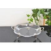 Alya Home Kulplu Altıgen Cam Tepsi Gümüş