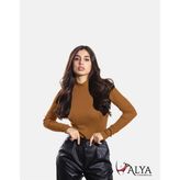 ALYA UNDERWEAR Kaşkorse Yarım Boğazlı Body Sweatshirt, Kahverengi - XL