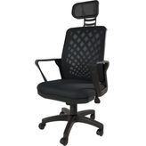 Amara Fileli Başlıklı Ofis Sandalyesi, Siyah