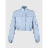 Ambra Mavi Crop Bomber Kadın Ceket - 44