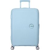 American Tourister Soundbox Açık Mavi Orta Boy Sert Valiz 67/24 Körüklü Polipropilen Malzeme ile Genişletilebilir