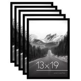 Americanflat 13 x 19 Siyah Poster Çerçevesi - 5'li Resim Çerçevesi Seti - Cilalı Pleksiglaslı Yatay veya Dikey Ekran için Testere Dişi Asma Donanımı Dahil