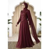 Amine Hüma Tülin Abiye Elbise Bordo - 50