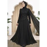 Amine Hüma Tülin Abiye Elbise Siyah - 46