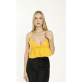 Amore Kadın Giyim Askılı Crop Bluz - Sarı
