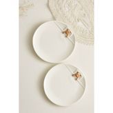 Anadolu Saray 2'li Beyaz 19cm Seramik Yatan Ayı Şekilli Tasarım Handmade Pasta Tabağı Tatlı Kahvaltı Pasta Tabağı