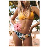 Angelsin Baskılı Üstü Sarı Bikini Takım