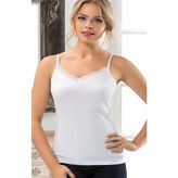 Anıt 2809 V Yaka Dantelli Atlet - 2XL - Beyaz