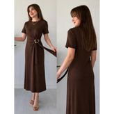 Anka Stil Bayan Elbise - XL - Açık Kahve
