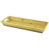 Ankaverse Dikdörtgen Çift Kulplu Ahşap Bambu Sunum Tepsisi =16X40CM - Derin=4cm (5286)