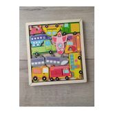Ankebut Renkli Araçlar Ahşap Puzzle 12 Parça Tablalı