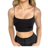 Anonim Askılı Crop Bluz-SİYAH