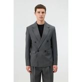 Antioch Gri Relaxed Kruvaze Erkek Blazer Ceket - S