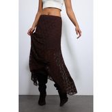 Antioch Kahve Dantel Midi Etek - S