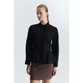Antioch Peplum Poplin Gömlek - Siyah