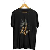 Anubis Baskılı Unisex Tişört - Siyah - M