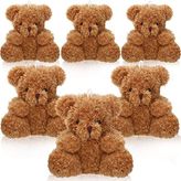 Aoriher 6 Parça Mini Ayı Peluş Doldurulmuş 10,5 cm Küçük Ayı Toplu Hayvan Oyuncakları Bebek Duş Partisi için Küçük Yumuşak Ayı Bebek Hediyeleri Mezuniyet Anahtarlık Çanta Charm Malzemeleri (Kahverengi)