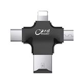 Apera GN-24 OTG 4 in 1 Micro USB Flash Disk Type C Mikro SD Kart Okuyucu IOS iPhone Android Siyah