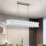 Apliqa Jorgen Sıralı 96 Watt LED Avize Uzun Oval Tasarım Salon Yemek Odası - Rose Gold