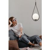 Apliqa Mirza Tekli Siyah Sarkıt Beyaz Camlı Modern Avize