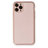 Apple İphone 11 Pro Kılıf Coco Deri Silikon Kapak - Pudra