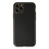 Apple İphone 11 Pro Max Kılıf Coco Deri Silikon Kapak - Siyah