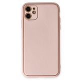 Apple İphone 12 Kılıf Coco Deri Silikon Kapak - Pudra