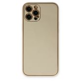 Apple İphone 12 Pro Kılıf Coco Deri Silikon Kapak - Gold