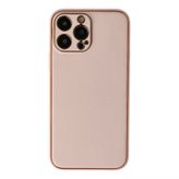 Apple İphone 13 Pro Kılıf Coco Deri Silikon Kapak - Pudra