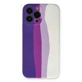 Apple İphone 13 Pro Kılıf Ebruli Lansman Silikon - Mor-Beyaz