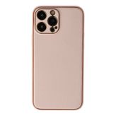 Apple İphone 13 Pro Max Kılıf Coco Deri Silikon Kapak - Pudra