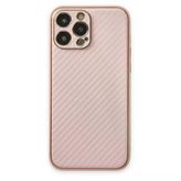 Apple İphone 13 Pro Max Kılıf Coco Karbon Silikon - Pembe